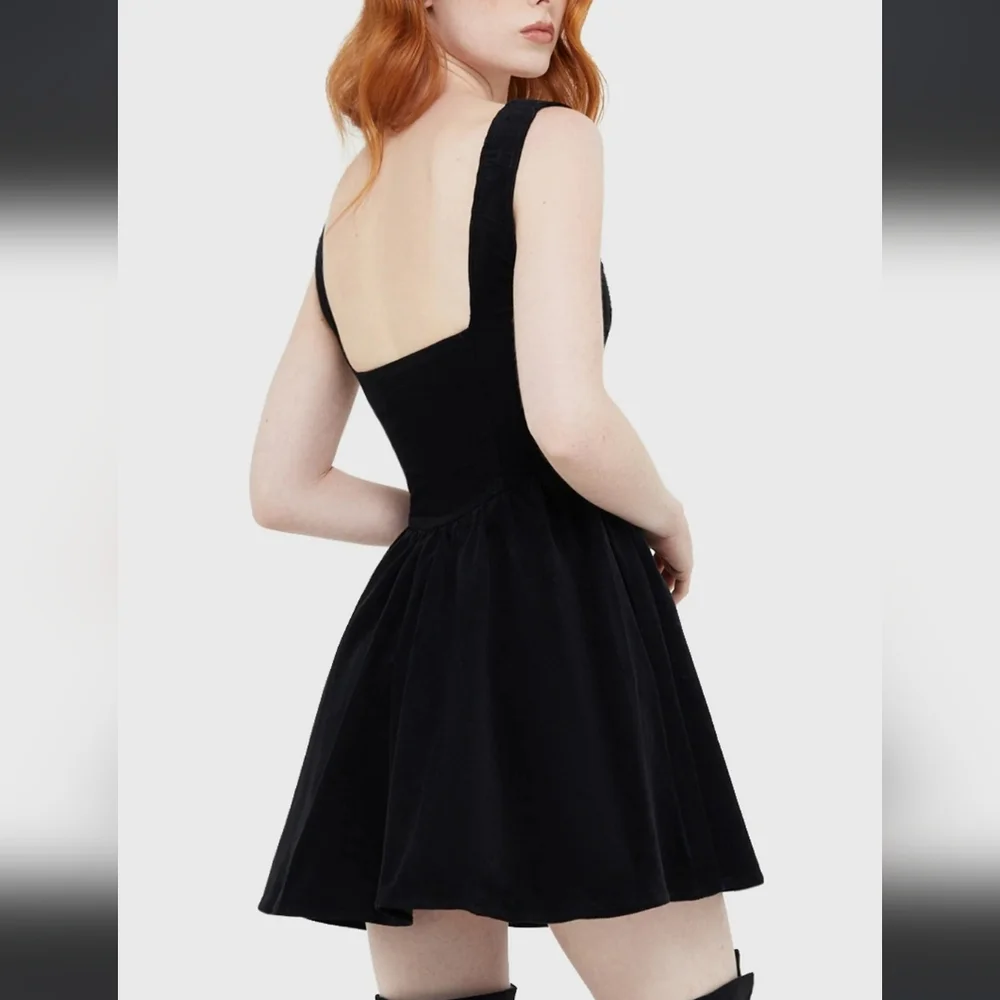 Killstar Black Velvet Mini Dress with Sheer Mesh Yoke - Picture 5 of 8